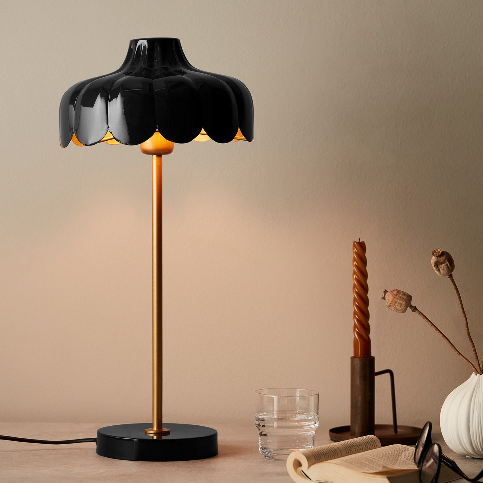PR Home Lampă de masă Wells negru/galben - Camera de zi / sufragerie - negru auriu - Metal