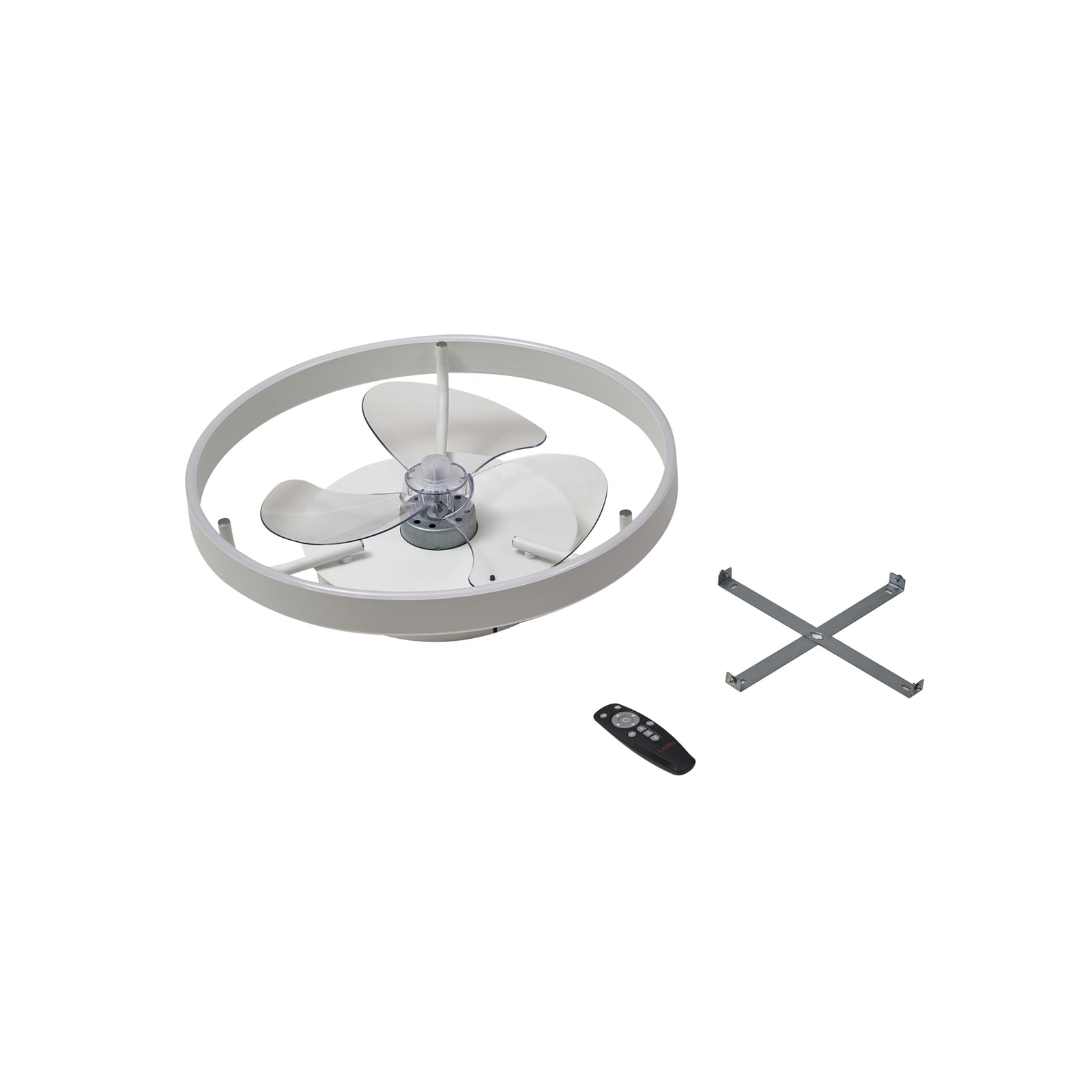 Ventilateur de plafond LED Momitu, blanc, aluminium, Ø 50 cm - Lindby