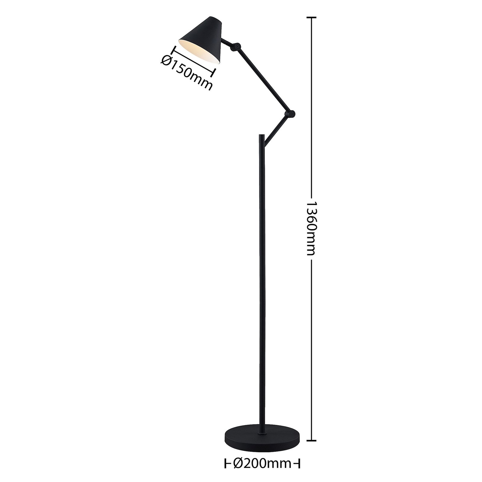 Lucande Phina stojací lampa v černé, nastavitelná