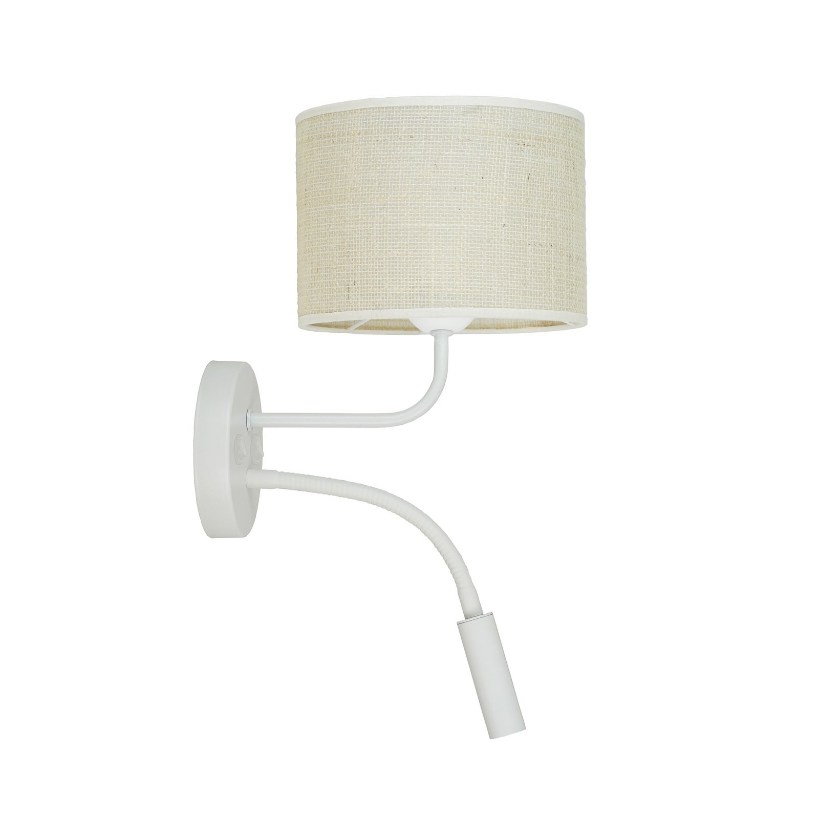 Wandleuchte Roller, Jute, weiß/beige, Leselicht