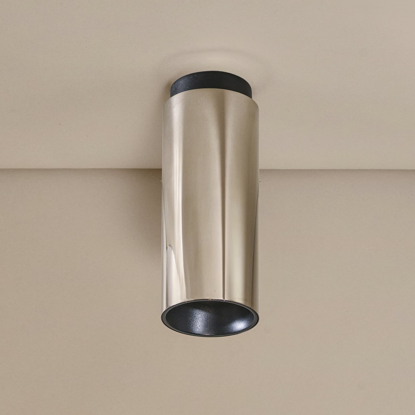 Plafoniera Tobo orientabile in diagonale, Ø 8,5 cm, nichel - DCW