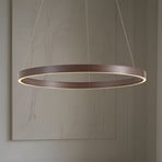 Lucande LED-Hängeleuchte Yonam, Ø 80 cm, 1-flg., braun, CCT