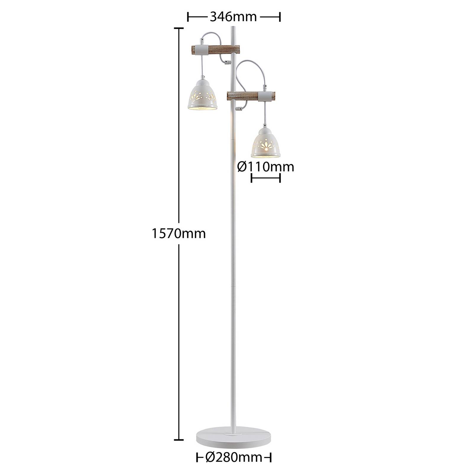 Lindby Pimana lampa stojąca dwa ceramiczne klosze