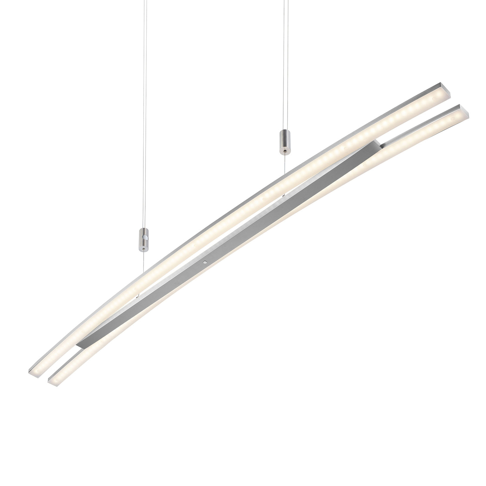B-Leuchten Sam LED linear pendant light, nickel, for Living / Dining Room, metal, 45 W, energy efficiency: A+, L: 120 cm