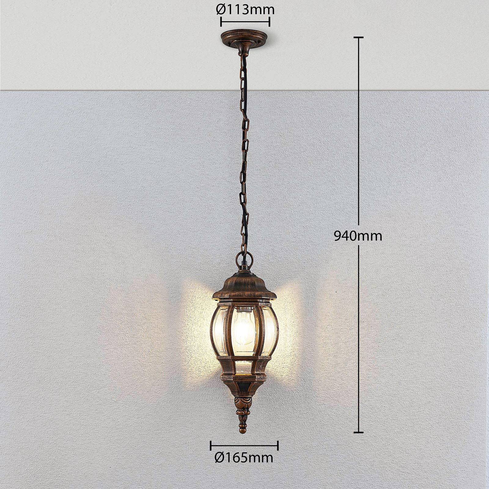 Lampa wisząca zewn. Nadesha, szczotkowana, złota