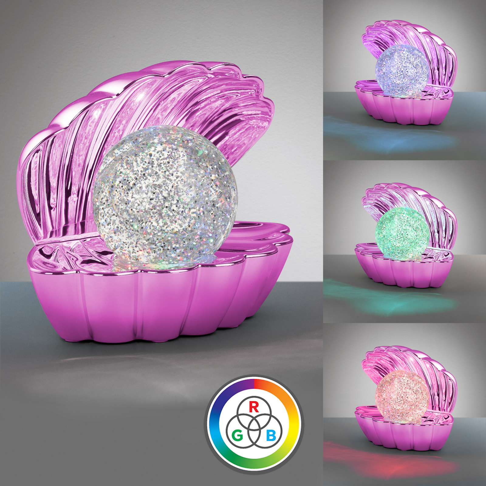 lampada da tavolo LED Shelly, rosa, plastica, 18 cm, RGB