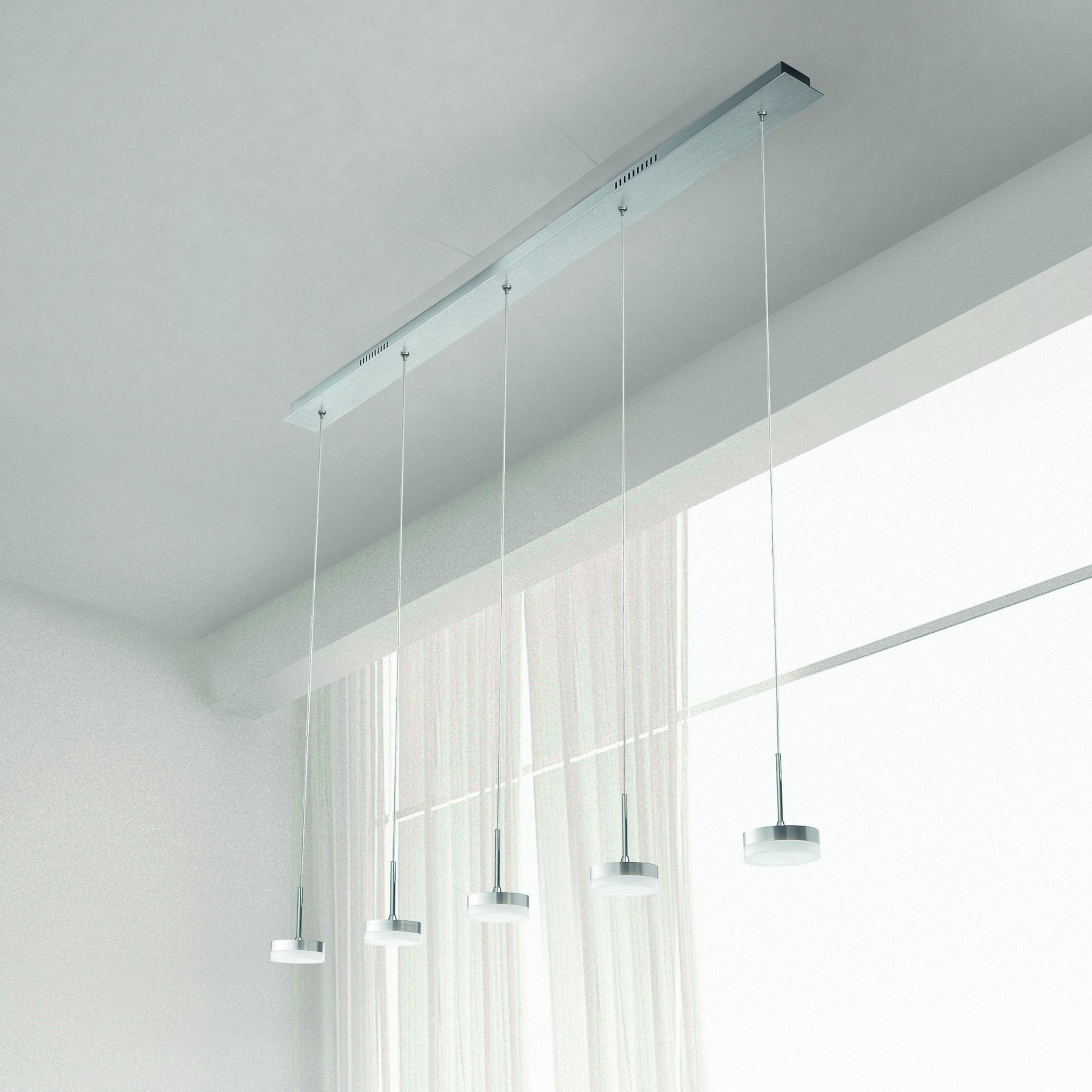 LED-Hängeleuchte Dunk, aluminium, 5-flammig, 3.000 K, Metall