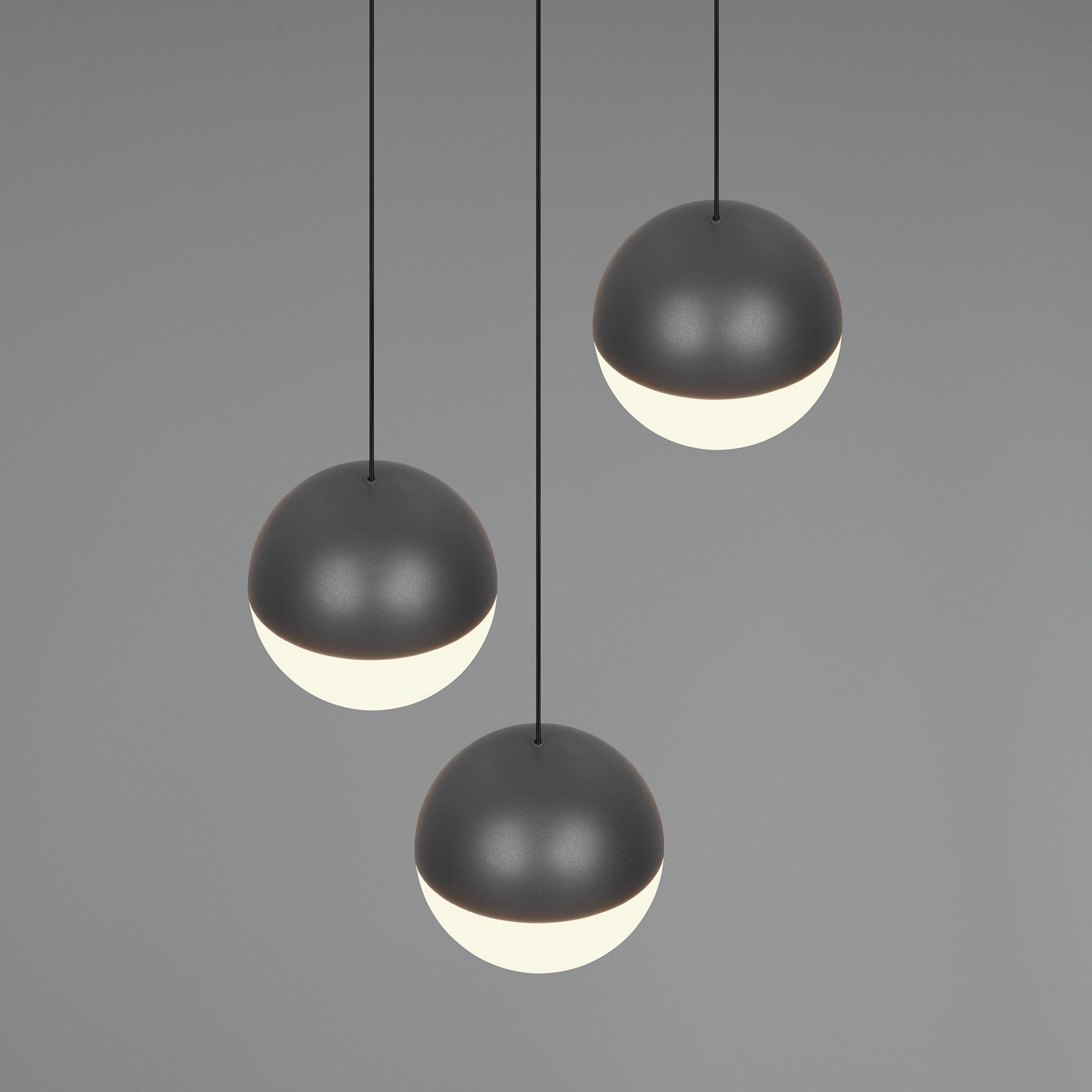 LED viseča svetilka Senta, antracit, Ø 25 cm, 3.000 K 3-flg.