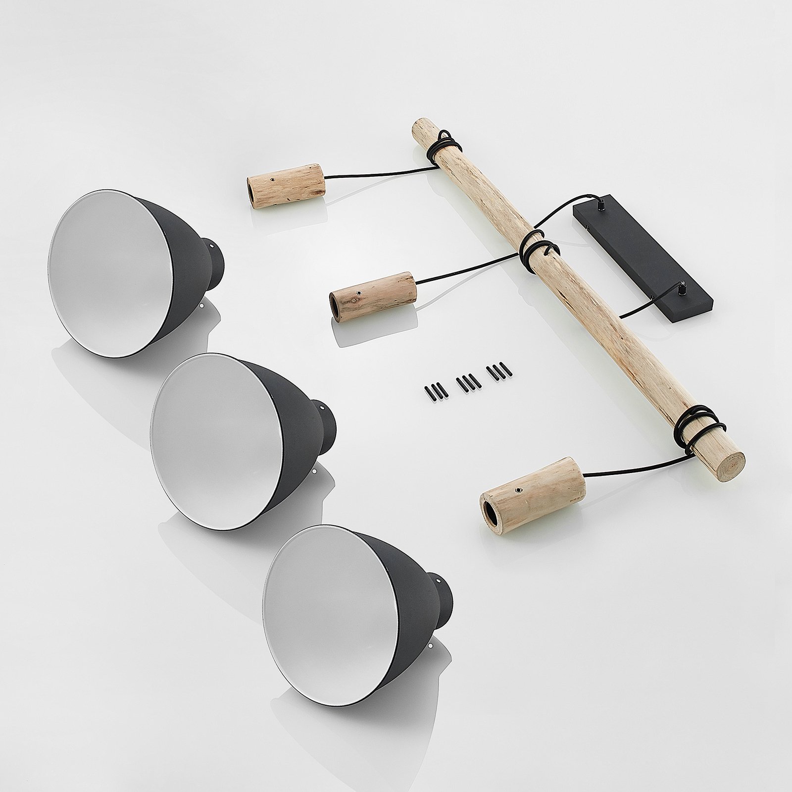 Trebale 3 Pendant Black/Wood - Lindby
