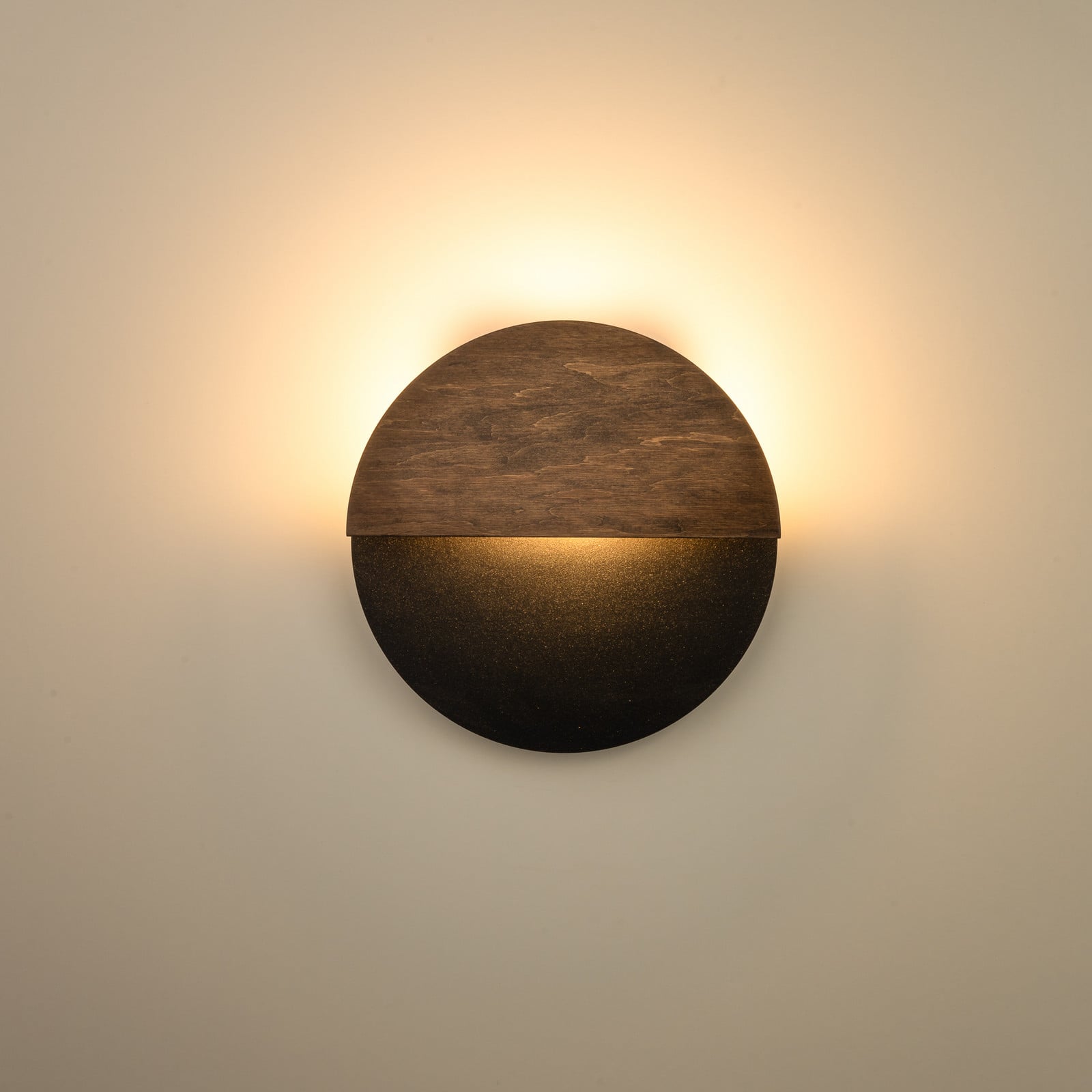 SIGMA Aplică LED Luna S negru/wenge oțel lemn 3.000 K - Camera de zi / sufragerie - Modern - negru wenge - Metal