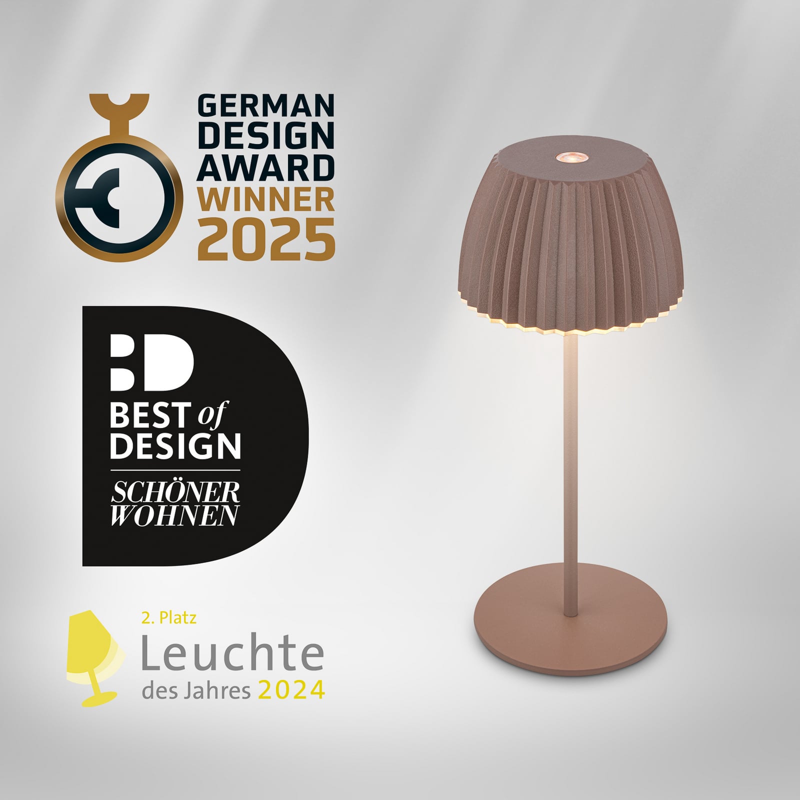 LED акумулаторна настолна лампа Brilo unplugged Riffle, 20 cm, умбрасанд