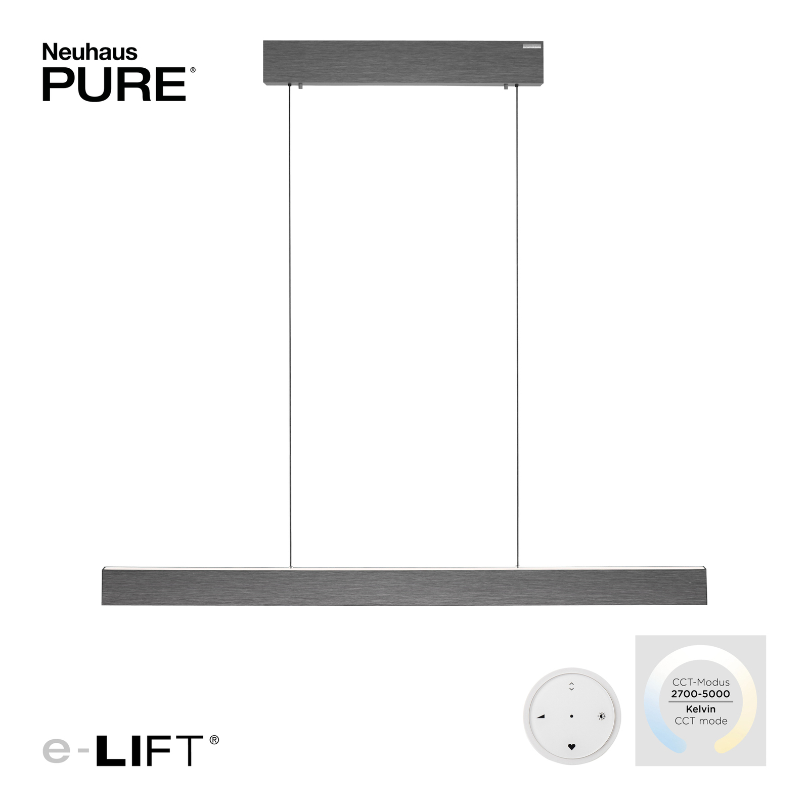 PURE E-Motion LED rippvalgusti, CCT, hall
