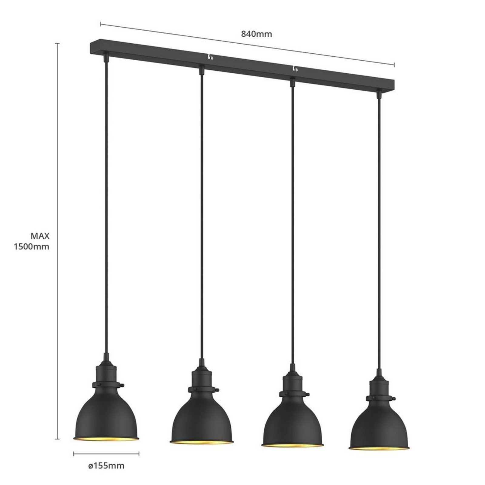 Jasminka 4 Lustră Pendul Black/Gold - Lindby