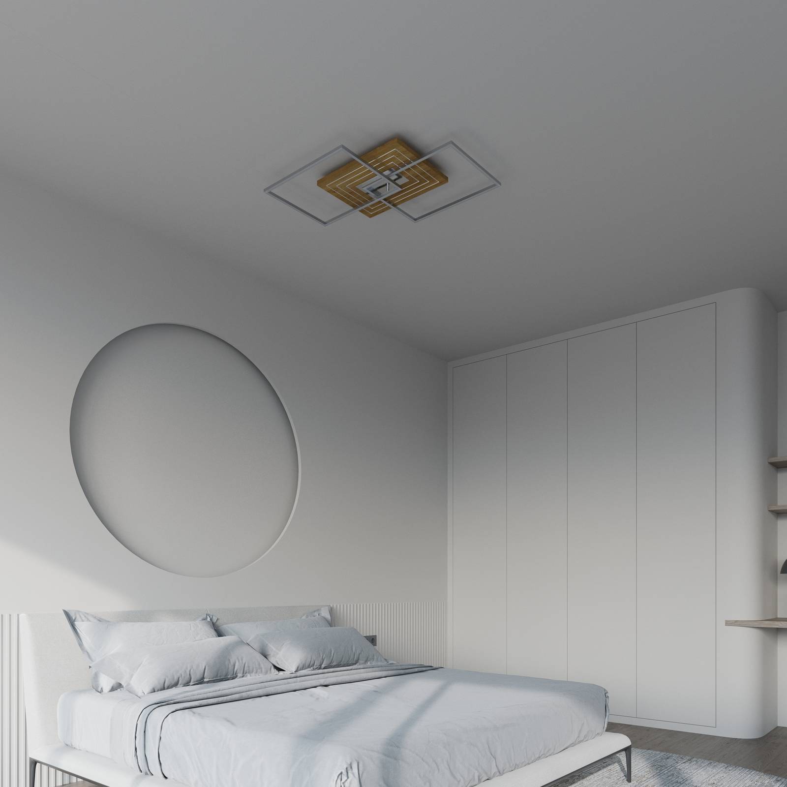 LED-Deckenleuchte Inka S, Länge 50 cm, holz hell, dimmbar günstig online kaufen