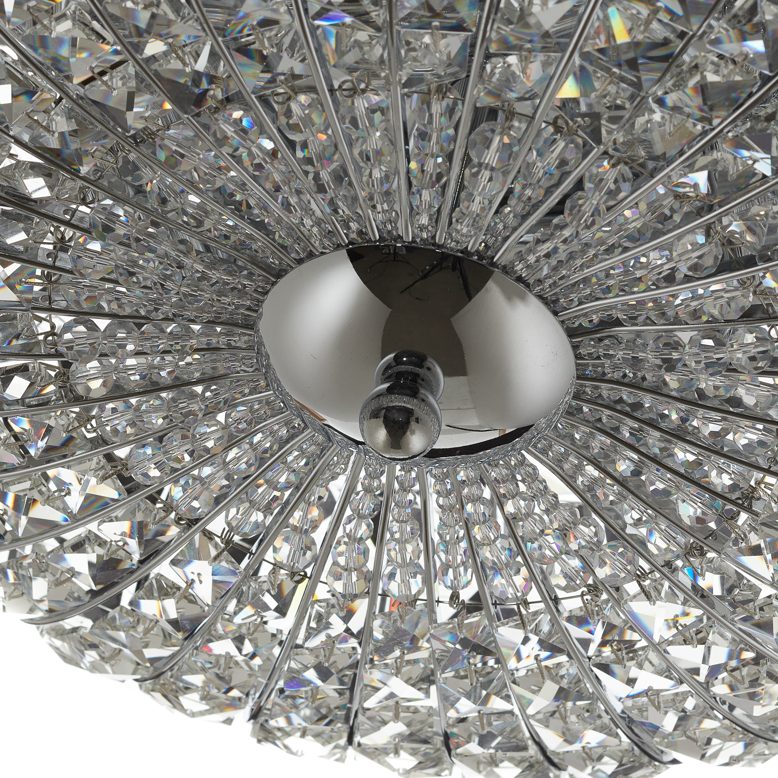 Stropna svetilka Broche s kristali, Ø 49 cm