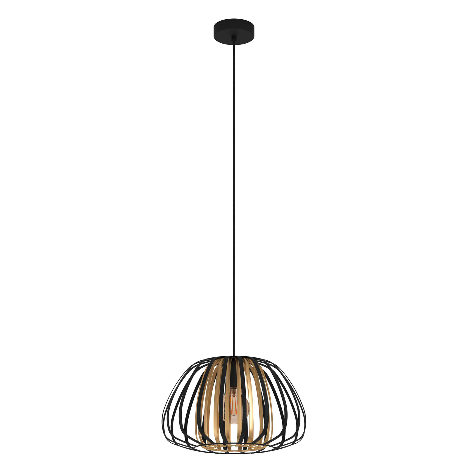 Encinitos függő lámpa, fekete/ sárgaréz, Ø 37,5 cm