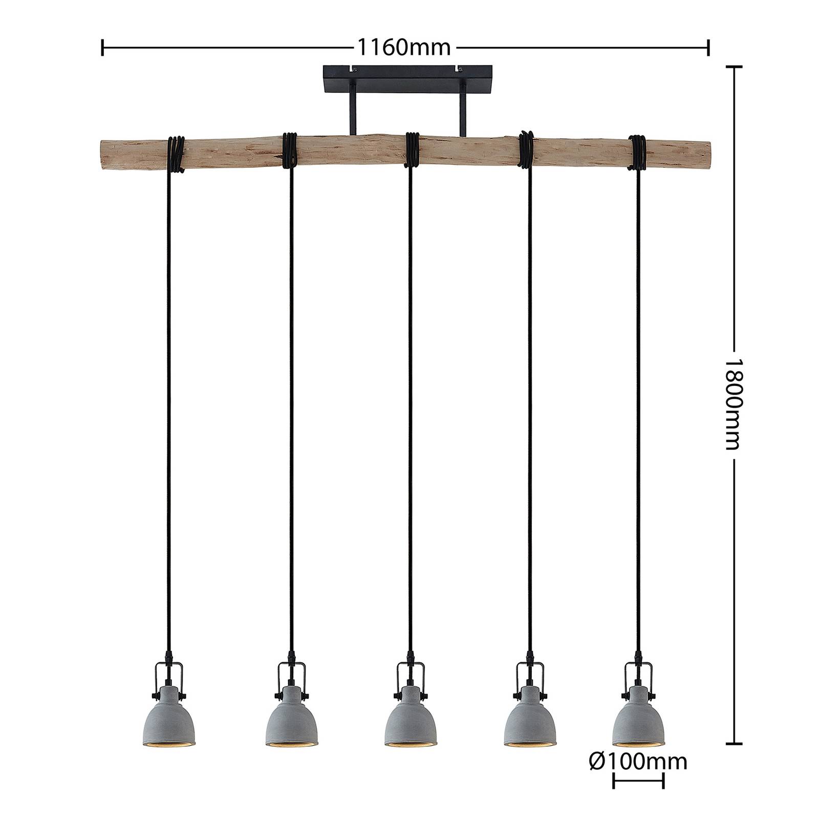 Lindby Amilia lampa wisząca betonowe klosze 5-pkt.