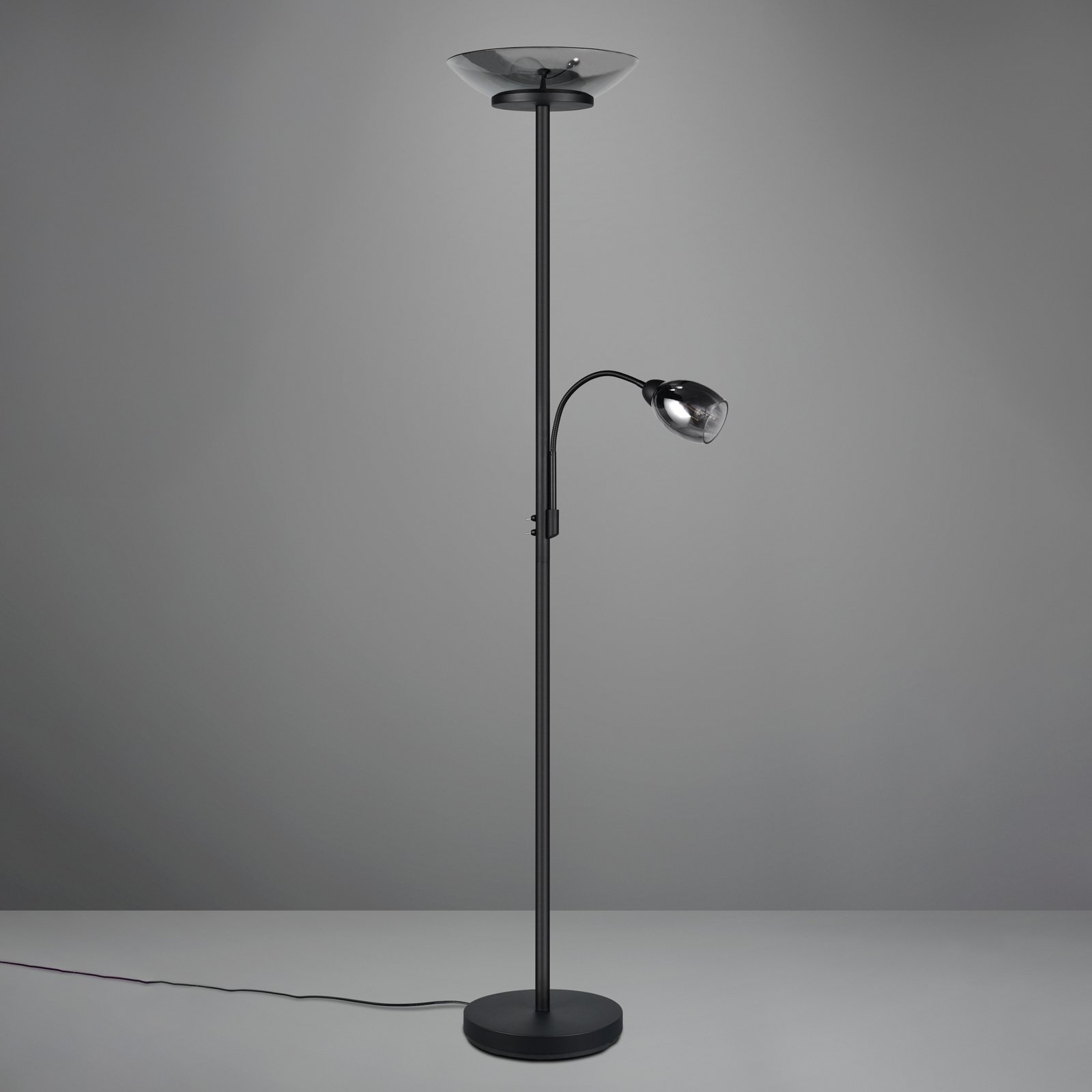 Stehleuchte Gerry, schwarz matt, Metall, Höhe 180 cm