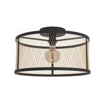 Loftlampe Dellow, Ø 45 cm, sort/messingfarvet, stål