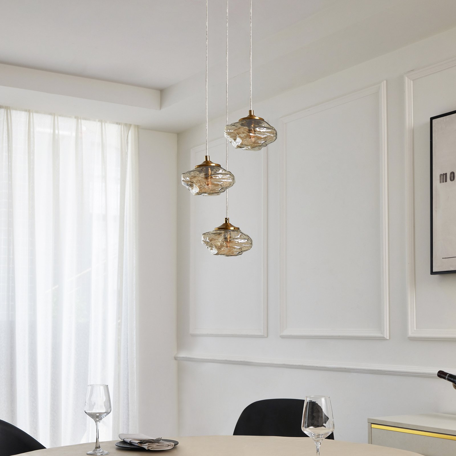 Piatra Cluster Pendelleuchte Cognac/Messing - Lindby