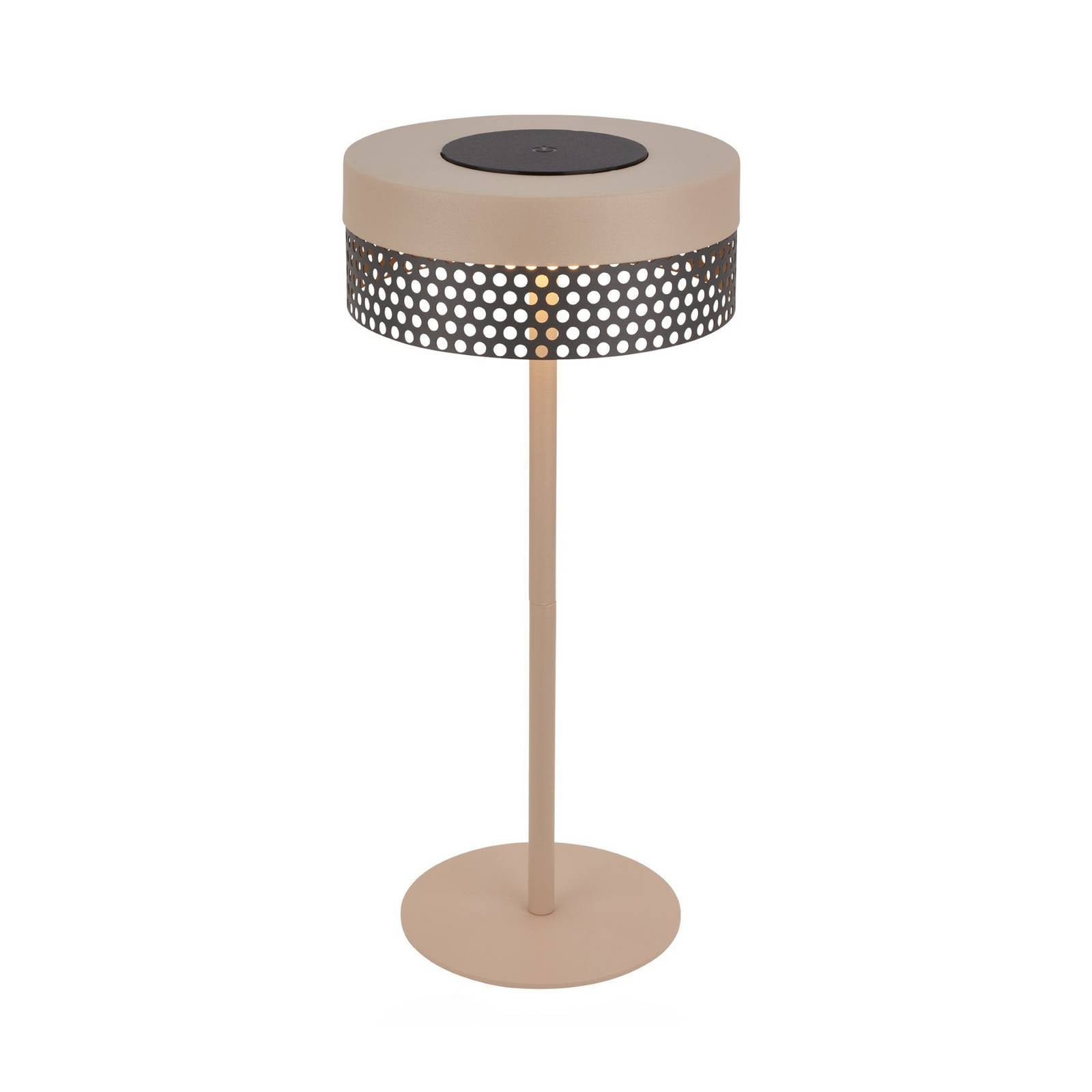 Akku-Tischleuchte Booha, beige, Metall, IP44, dimmbar