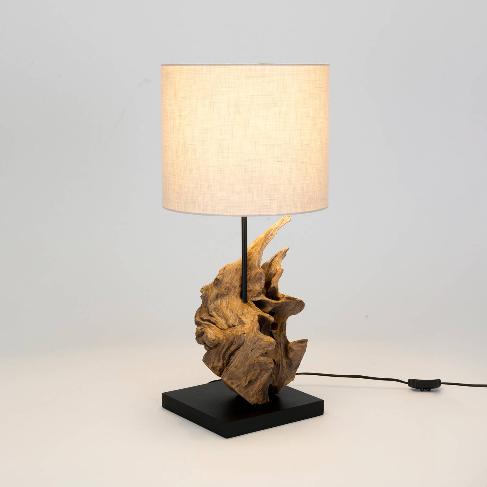 Filicudi bordlampe beige/træfarvet højde 60 cm linned