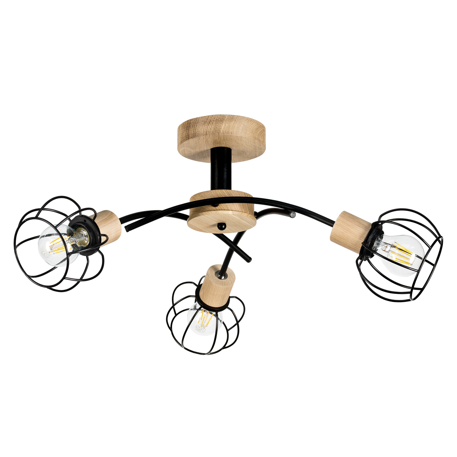 Envolight Ylva plafondlamp eiken/zwart 3-lamps