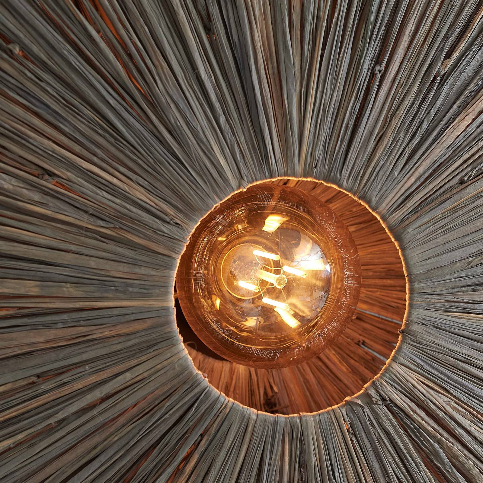 Lampa sufitowa Good & Mojo Panama, ciemnoszara, Ø 65 cm, rafia