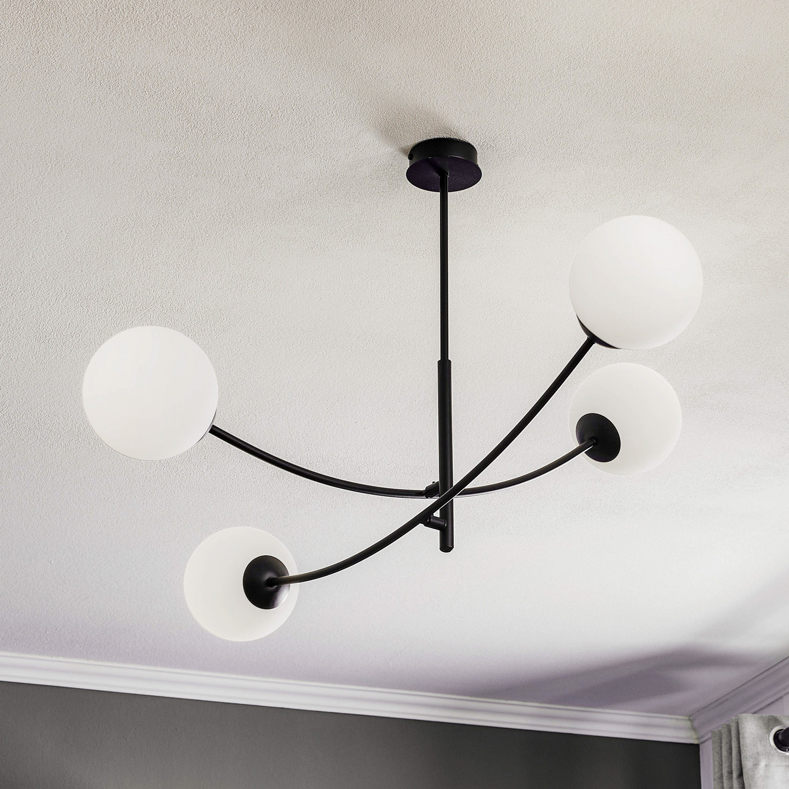 EMIBIG LIGHTING Plafonieră Hunter negru/opal 4 becuri - Camera de zi / sufragerie - modern - negru opal - Metal