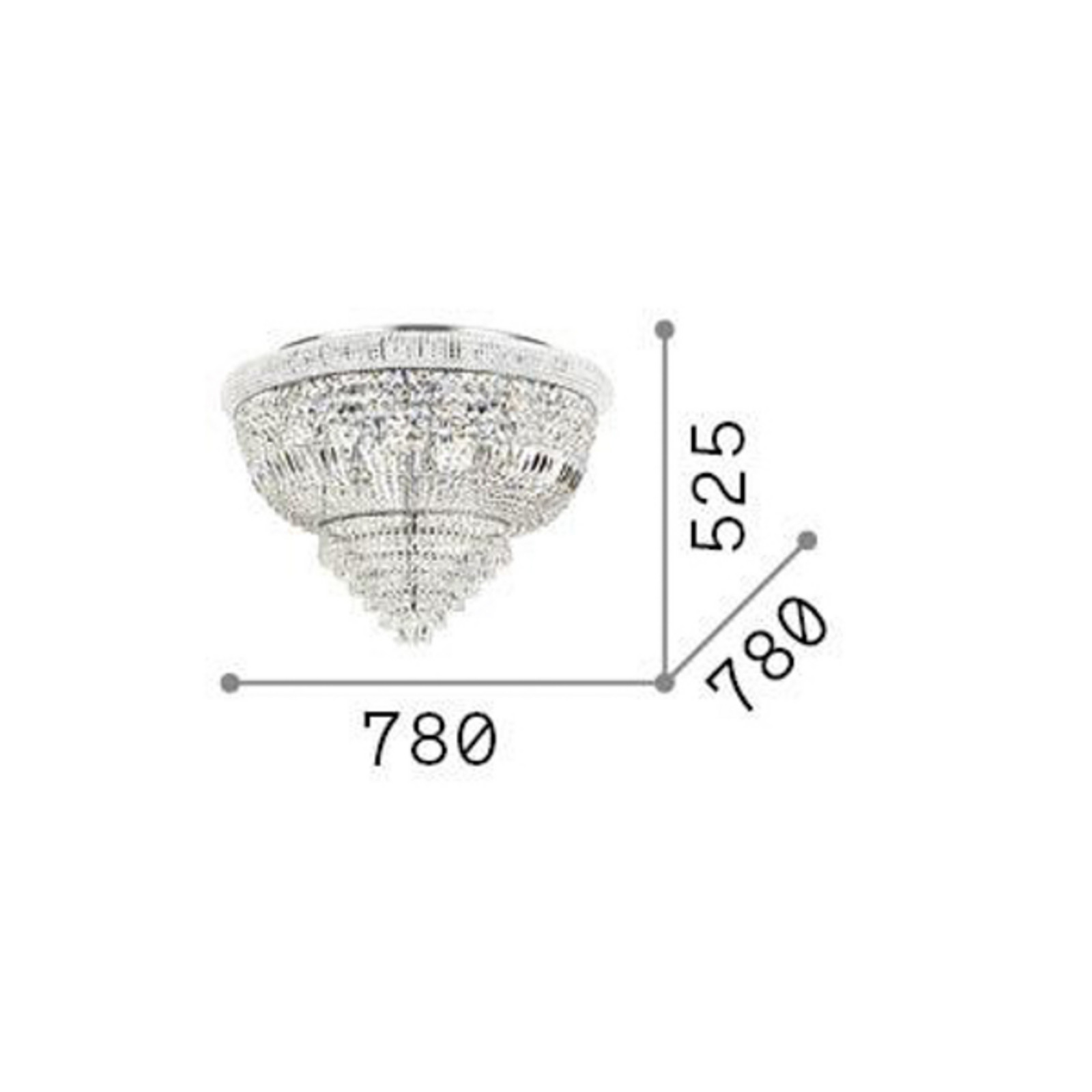 Plafonieră Ideal Lux Dubai cromată cristal Ø 78 cm