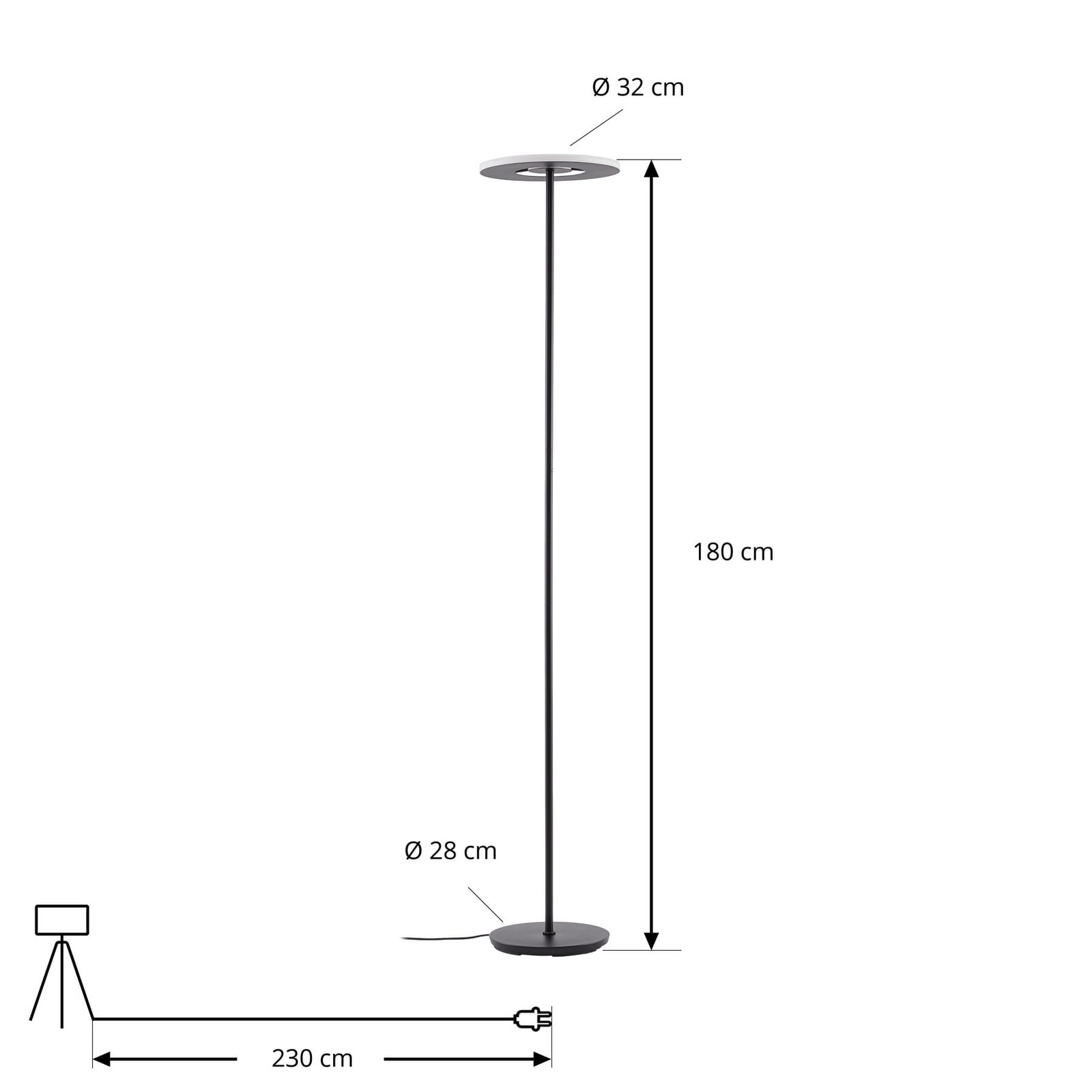 Raymond LED podna lampa, 180 cm, crna, metal, CCT - Lucande Raymond LED podna lampa, 180 cm, crna, metal, CCT - Lucande