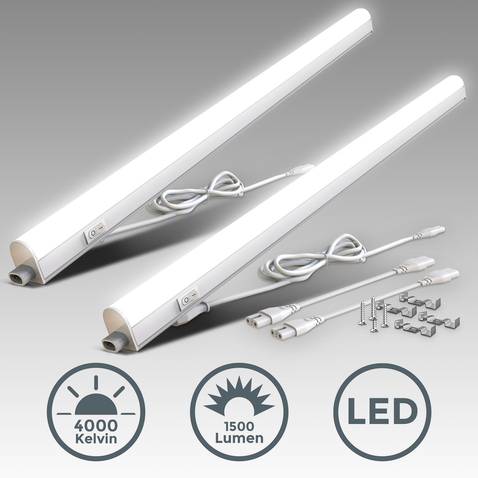 LED meubelverlichting Xaver, lengte 87,3 cm, set van 2 stuks 4000 K LED meubelverlichting Xaver, lengte 87,3 cm, set van 2 stuks 4000 K