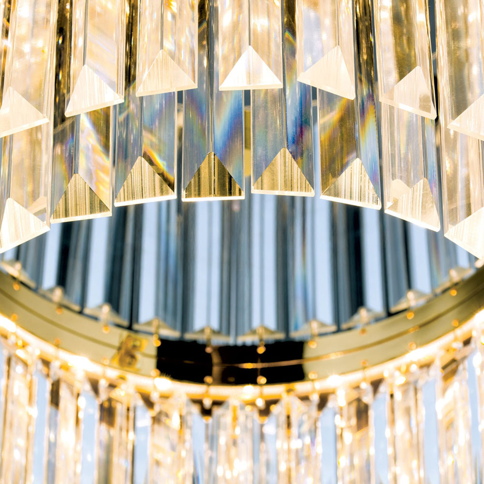 Candeeiro de teto LED Prism, dourado, Ø 55 cm