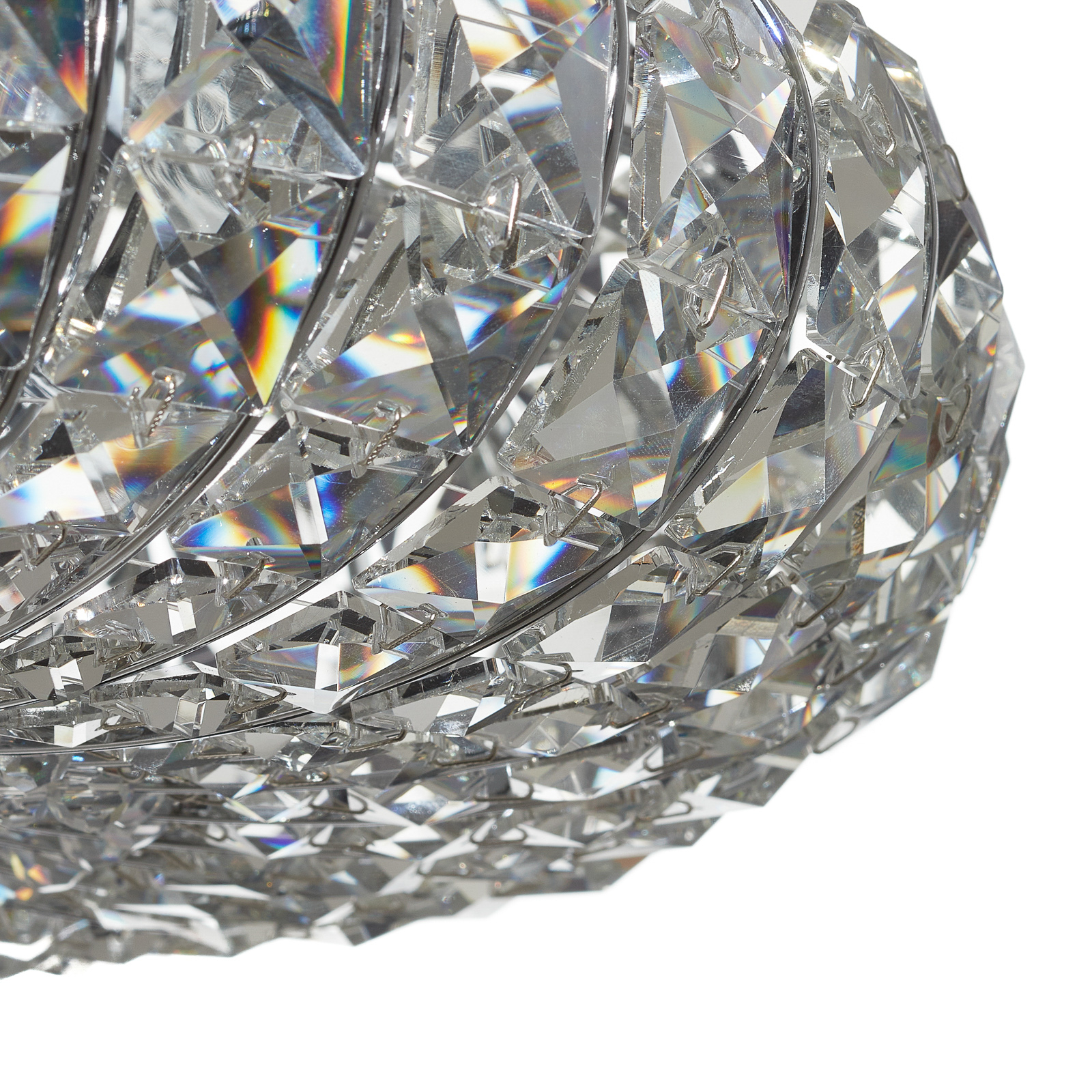 Plafondlamp Broche met kristallen, Ø 49 cm