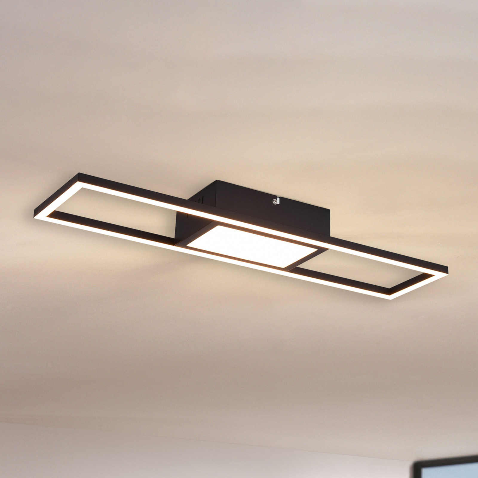 Reality Leuchten Plafonieră LED Rigido telecomandă CCT negru - Camera de zi / sufragerie - modern - negru mat - Metal