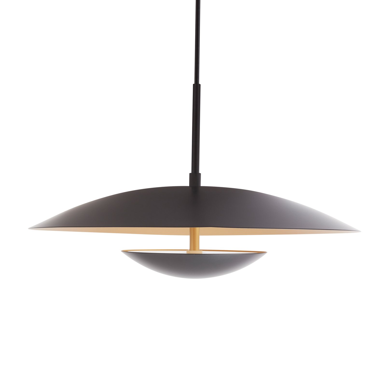 Lindby LED-es függőlámpa Tiama, fém, fekete/arany, Ø 40 cm