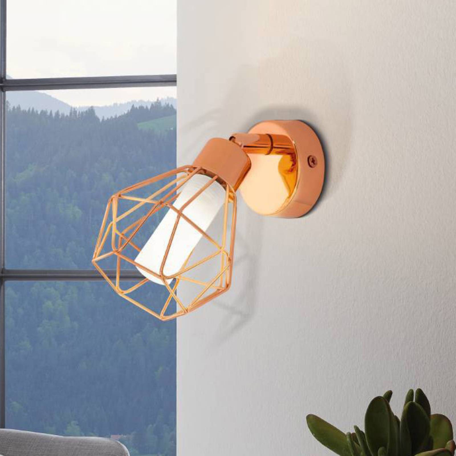 Photos - Chandelier / Lamp EGLO Copper-coloured Zapata LED wall light, cage look 