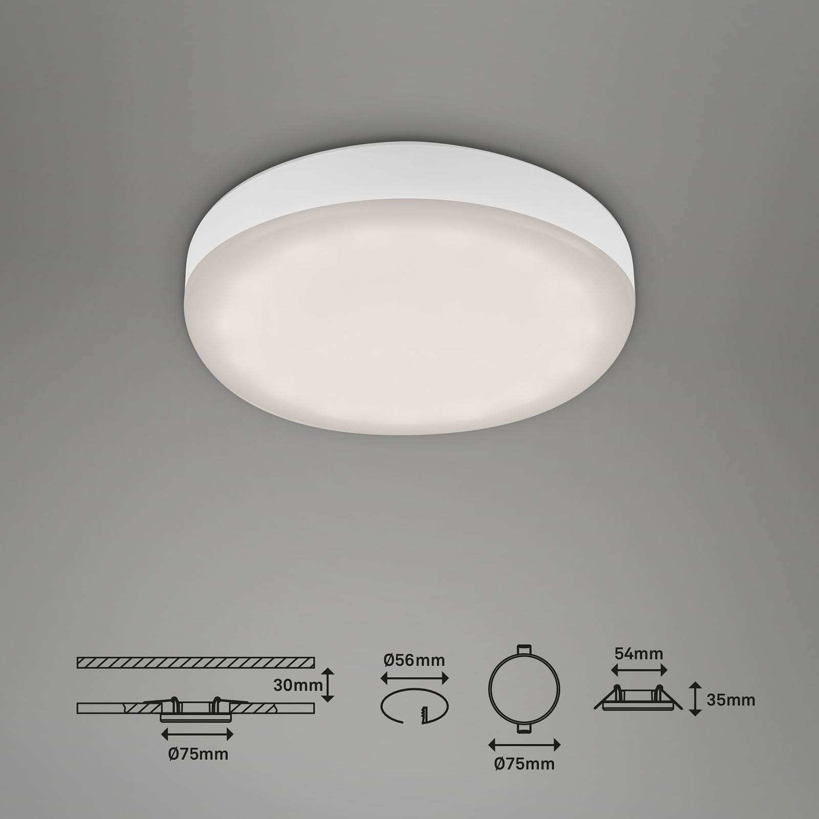 Briloner Vestavné bodové svítidlo LED Plat white 7,5 cm 4000K sada 3 ks