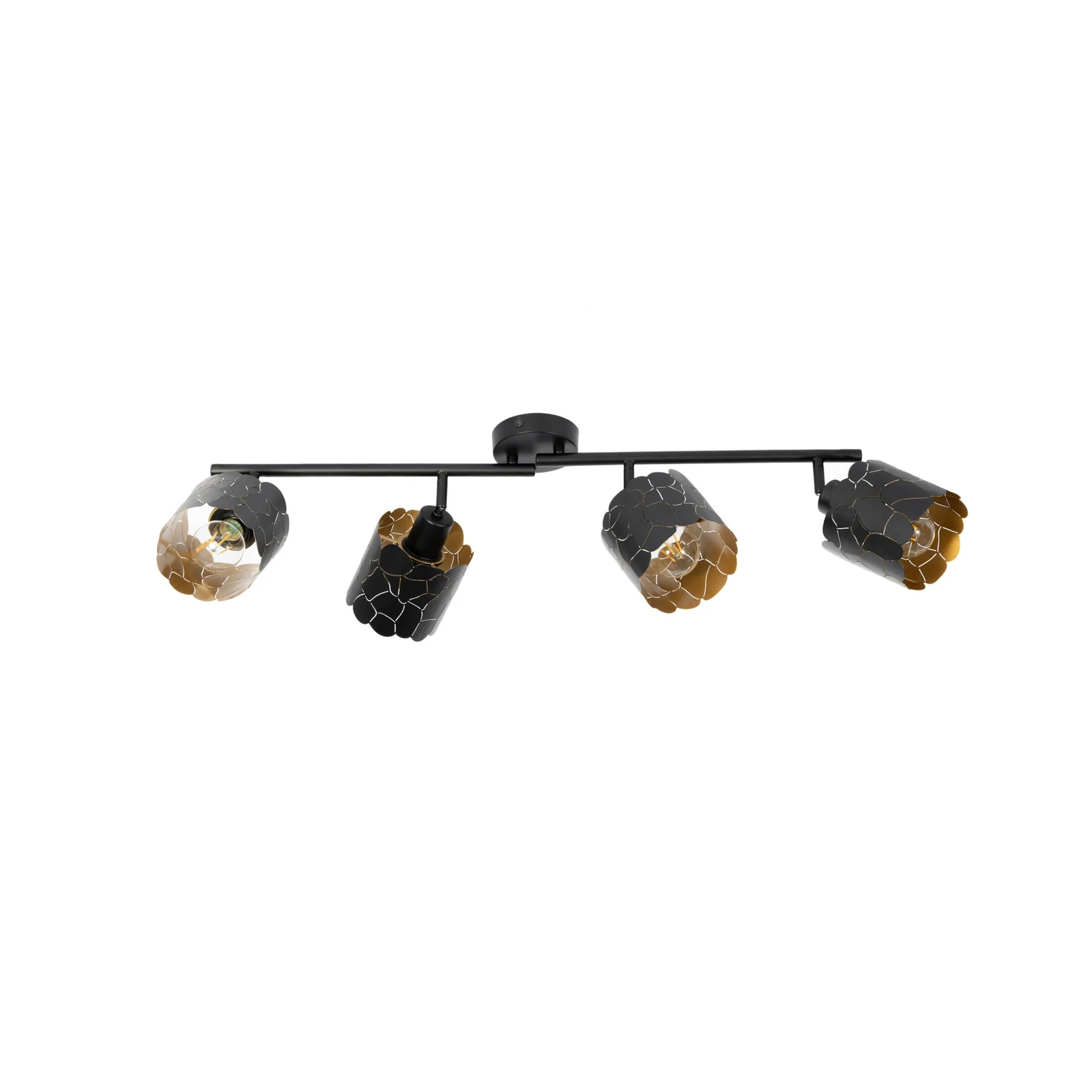 Lindby plafonnier Aralena, noir/or, 4 lampes, longueur97cm