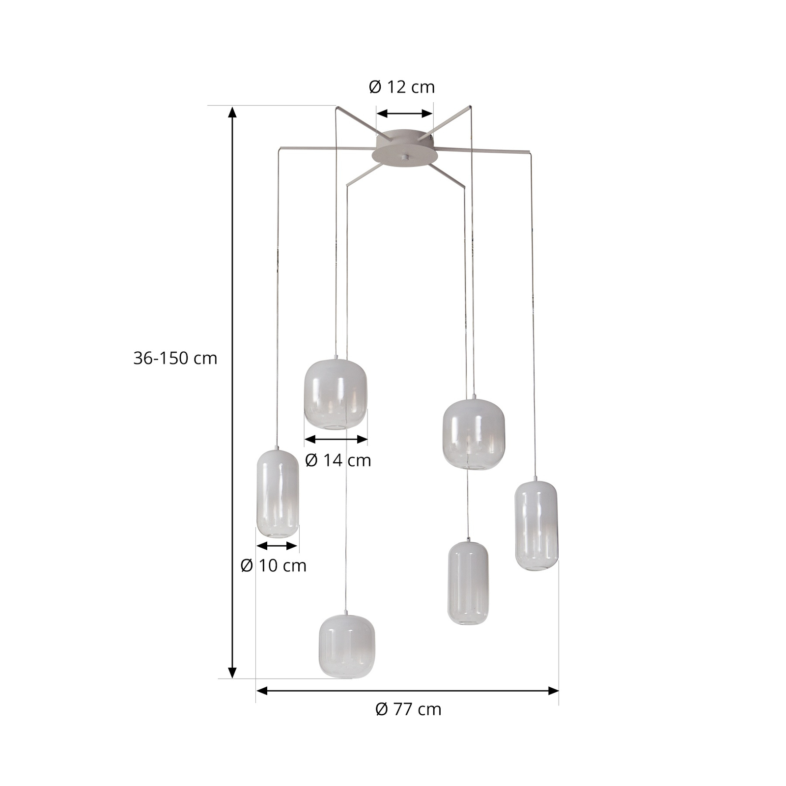 Lucande LED rippvalgusti Avelina, valge, 6 valgustit