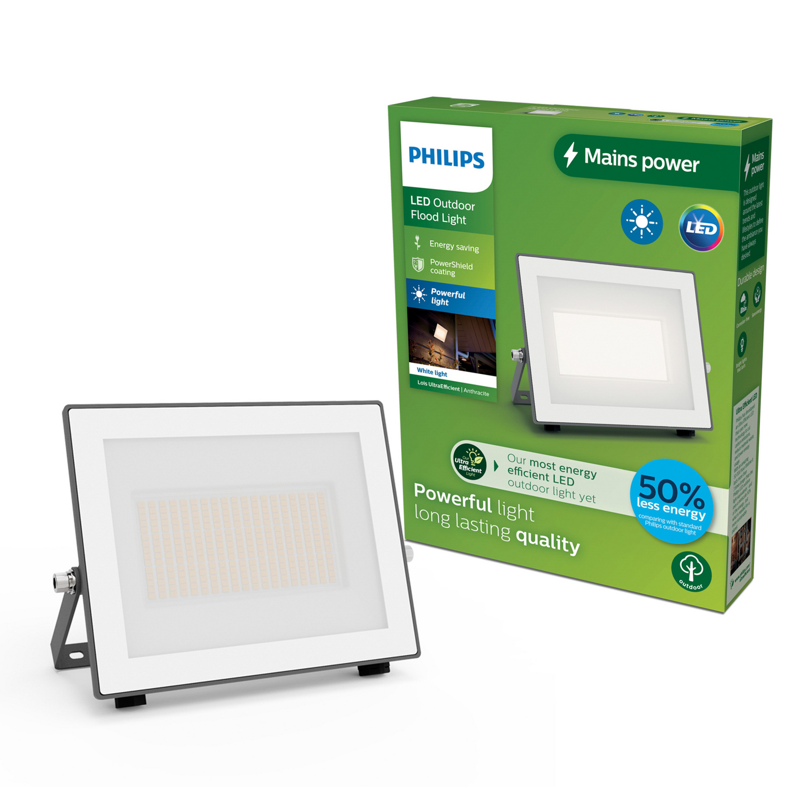 Projecteur Extérieur Philips Avec Détecteur De Mouvement - 20W, 3000K (Blanc Chaud), IP65, Design Sans Cadre - Sécurité Jardin