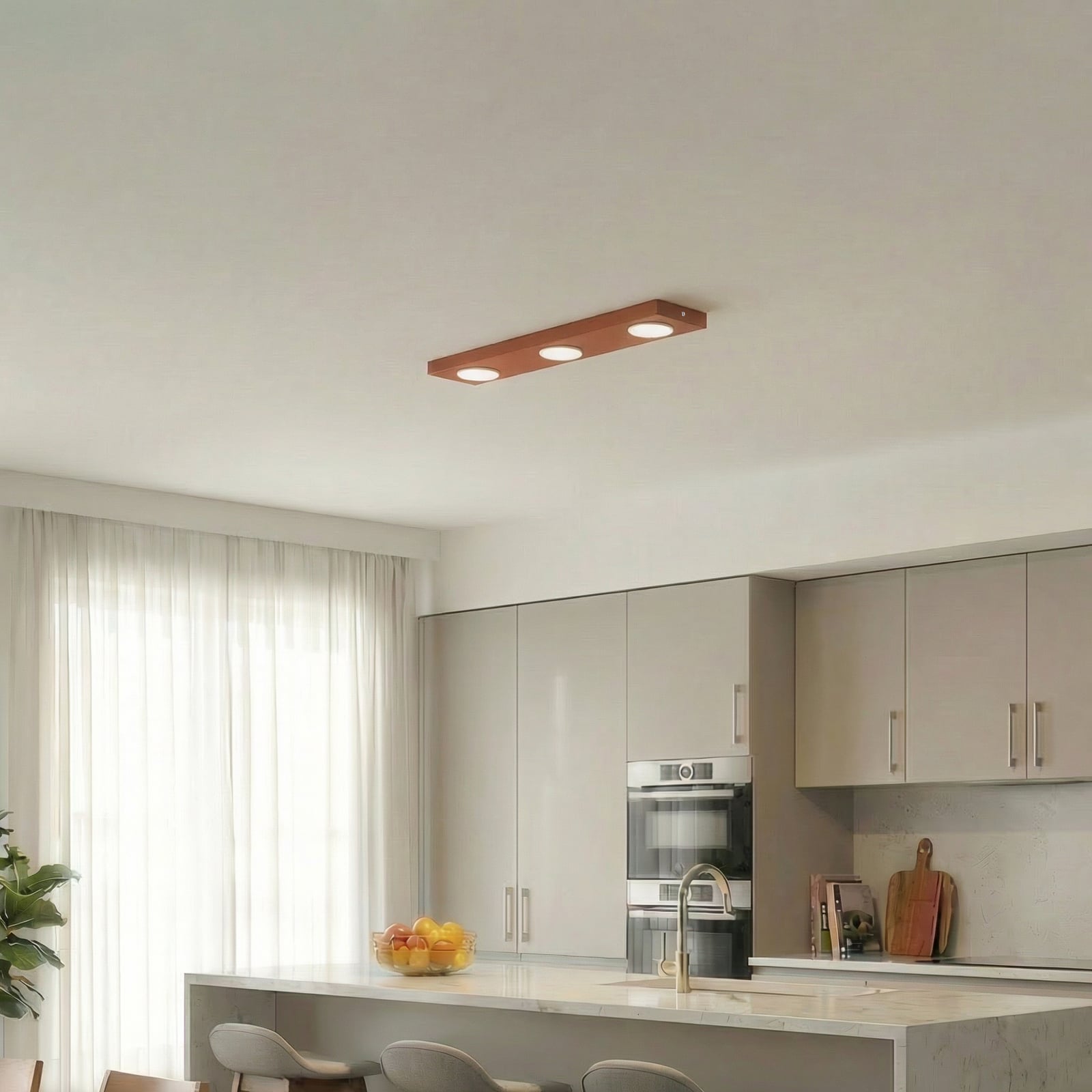 Plafonnier Hero, rouge, 55 x 12 cm, à 3 lampes, métal, GX53