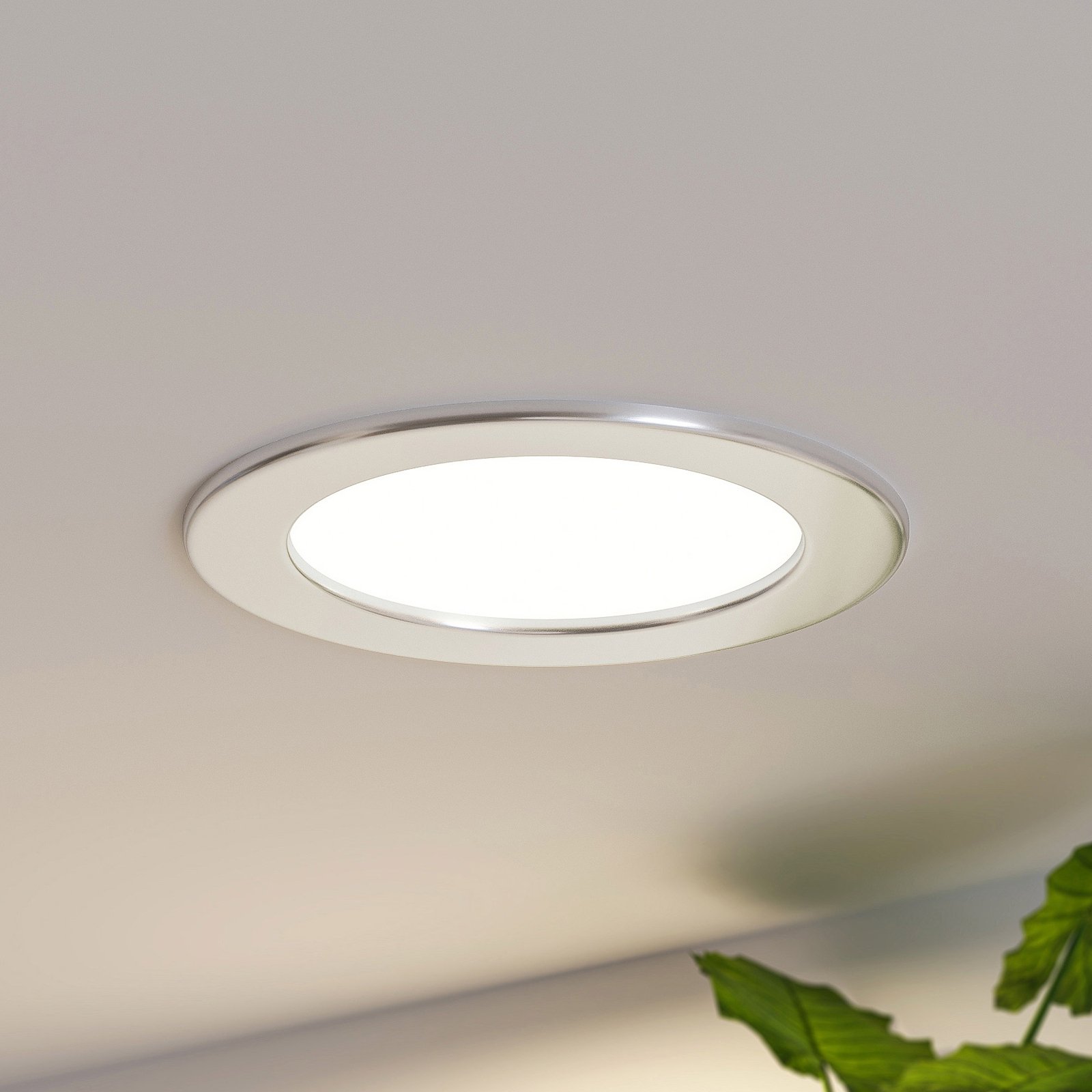 Prios LED recessed light Cadance, silver, 17 cm, dimmable