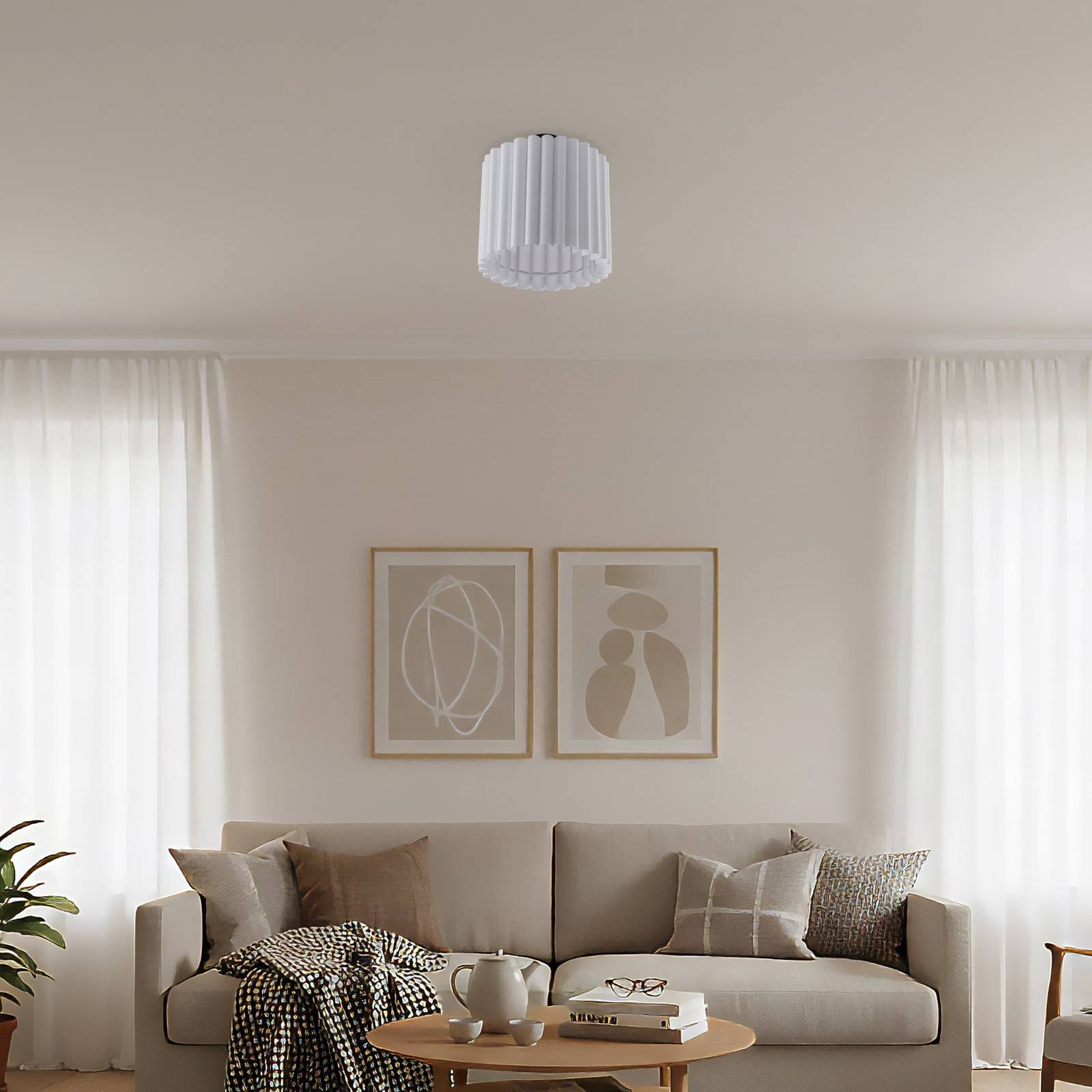  Duolla Duolla Aria Ceiling Light, White, Microfibre, E27 