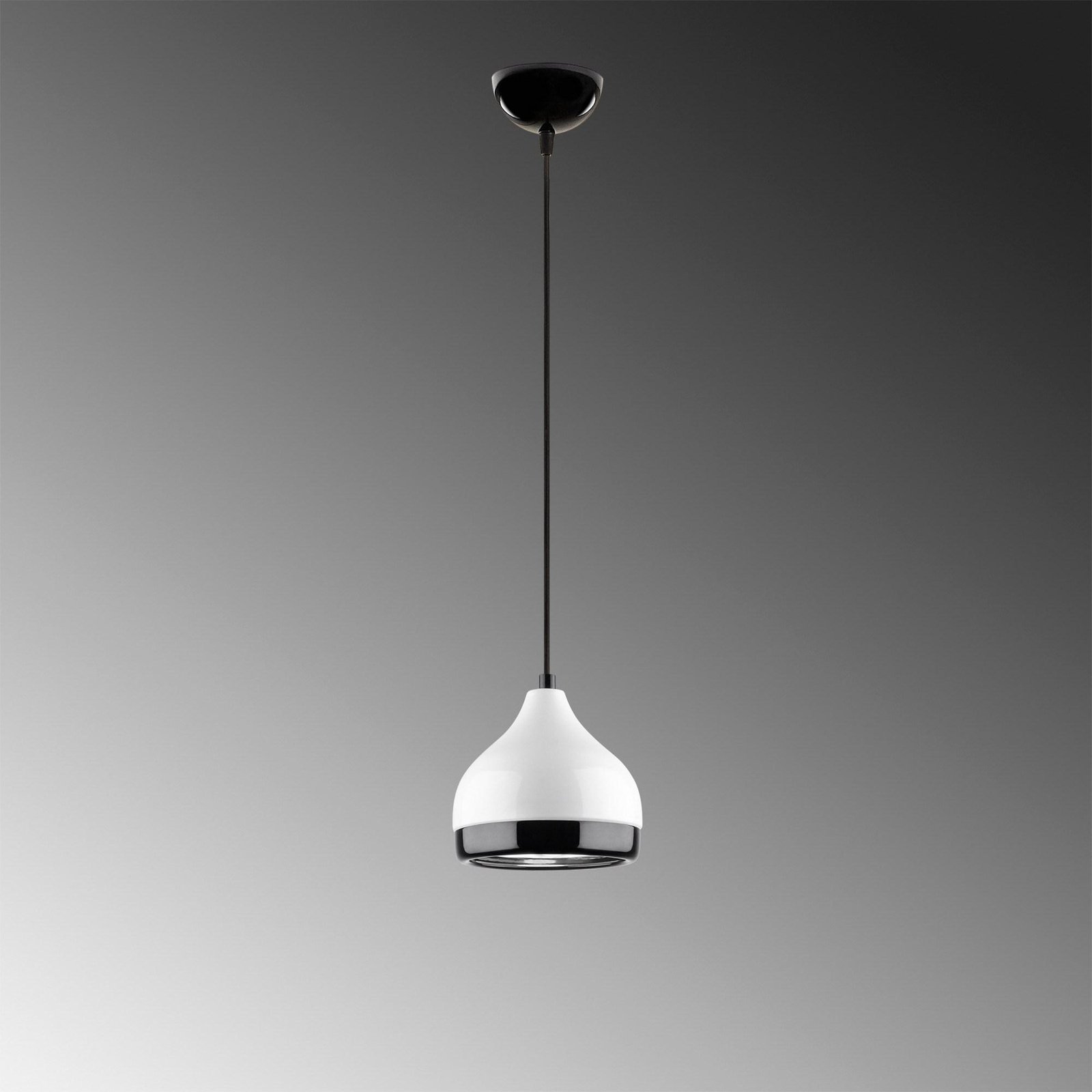 Candeeiro suspenso Yildo 6868, branco/preto, metal, 1 lâmpada