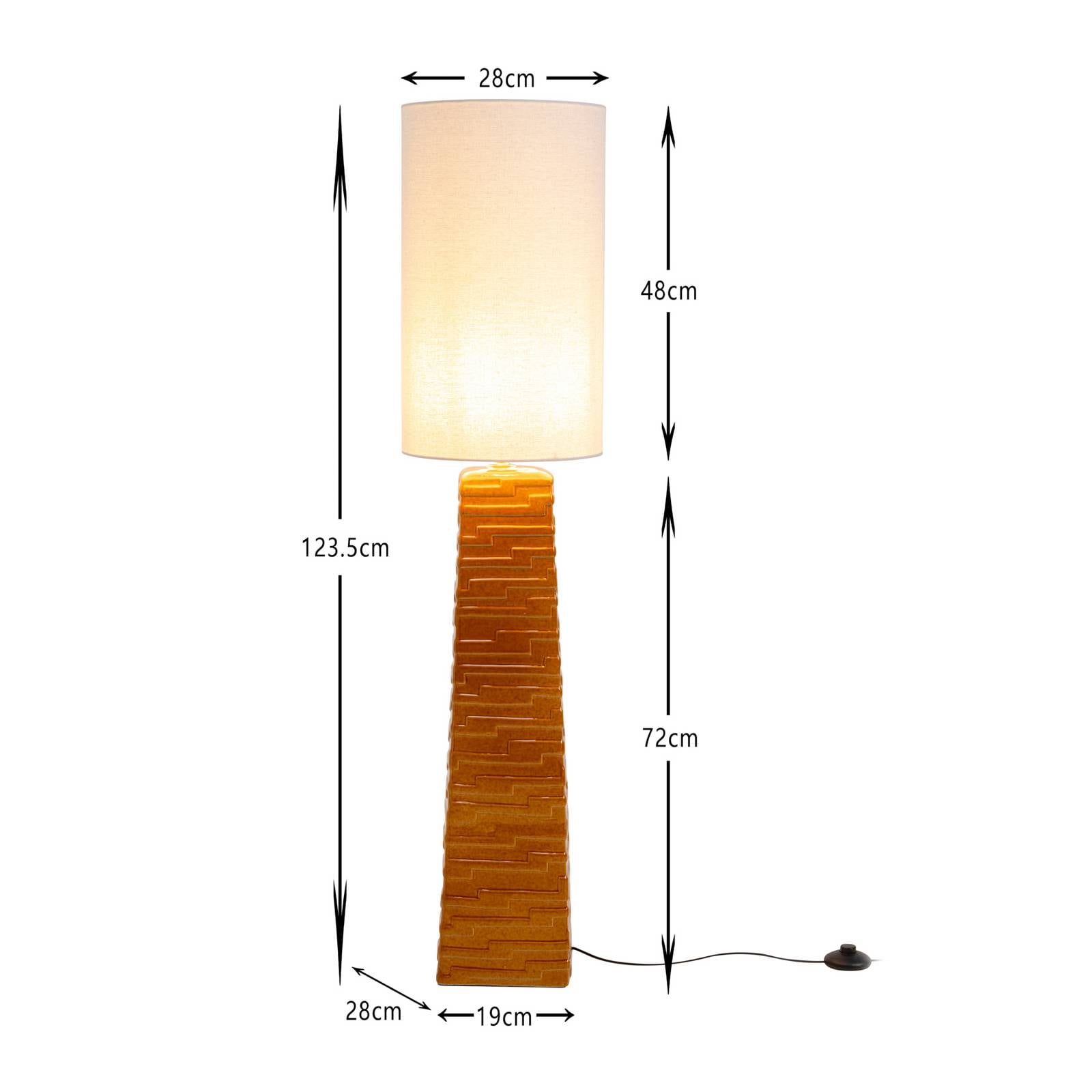 Lampa stojąca KARE Siena, pomarańczowa, bawełna/kamionka, 123 cm