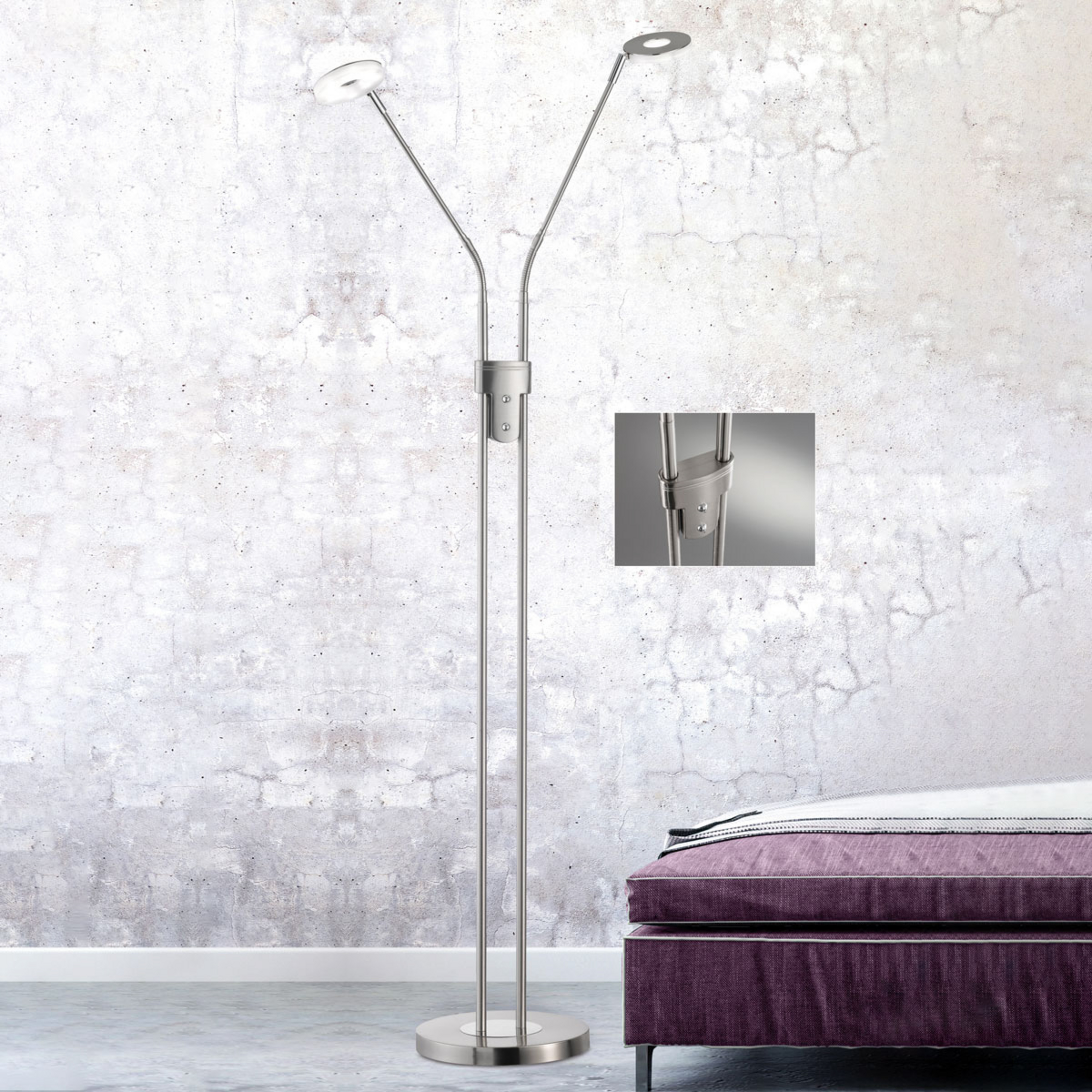 Lampe sur pied LED Dent, CCT, à 2 lampes, nickel