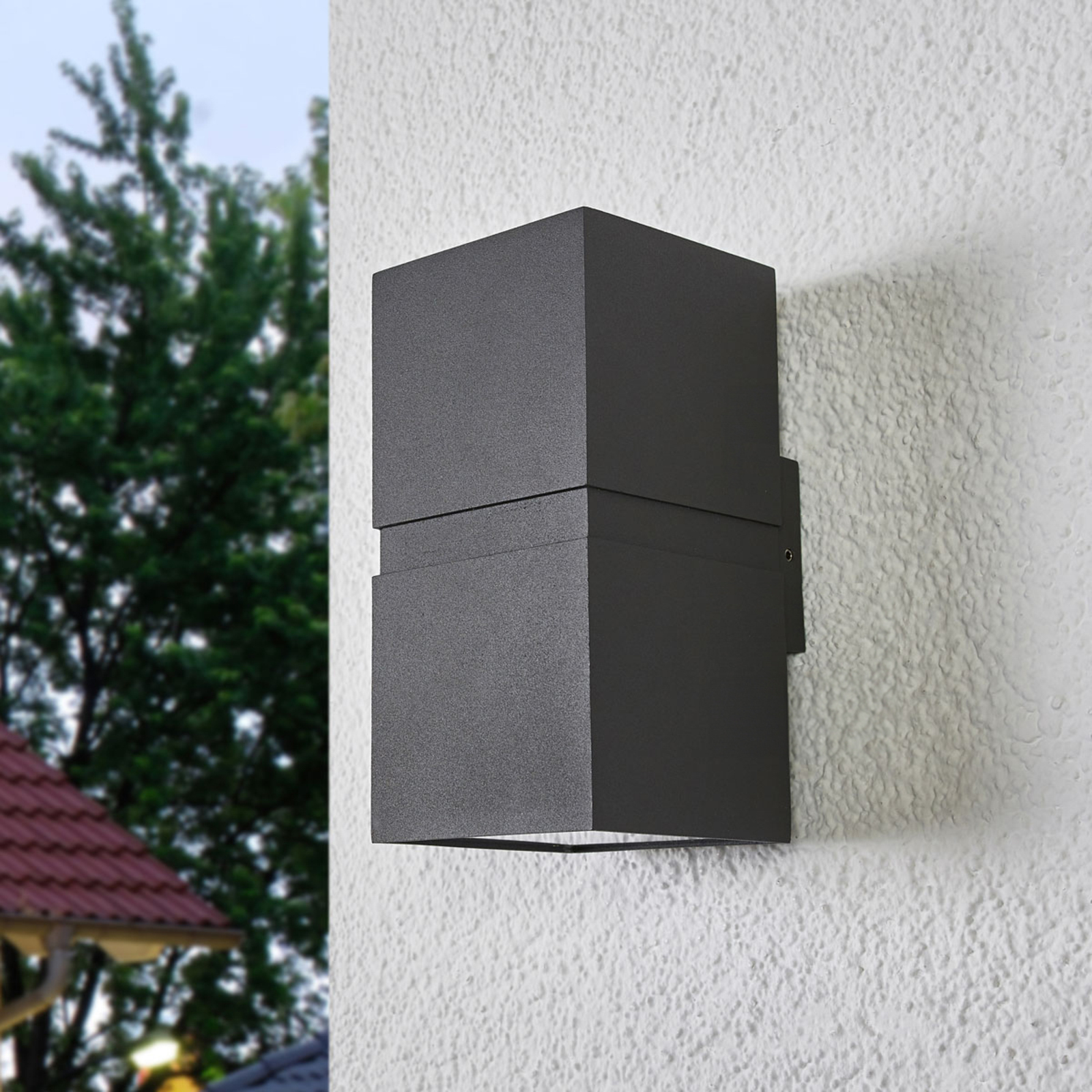 Dark grey LED outdoor wall lamp Gabriela, 2-bulb.