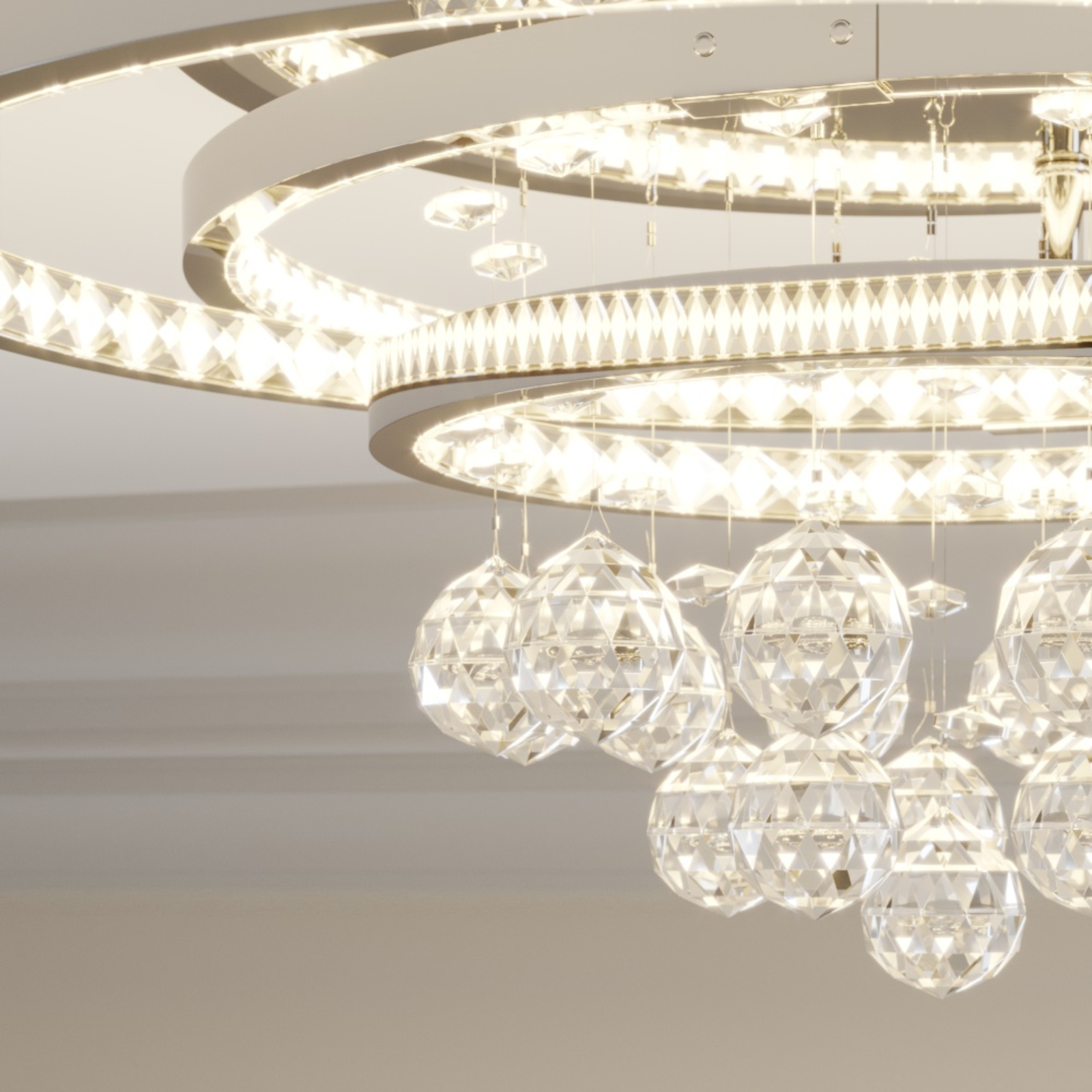 Lucande Keely stropné LED svietidlo krištáľ 44,5cm