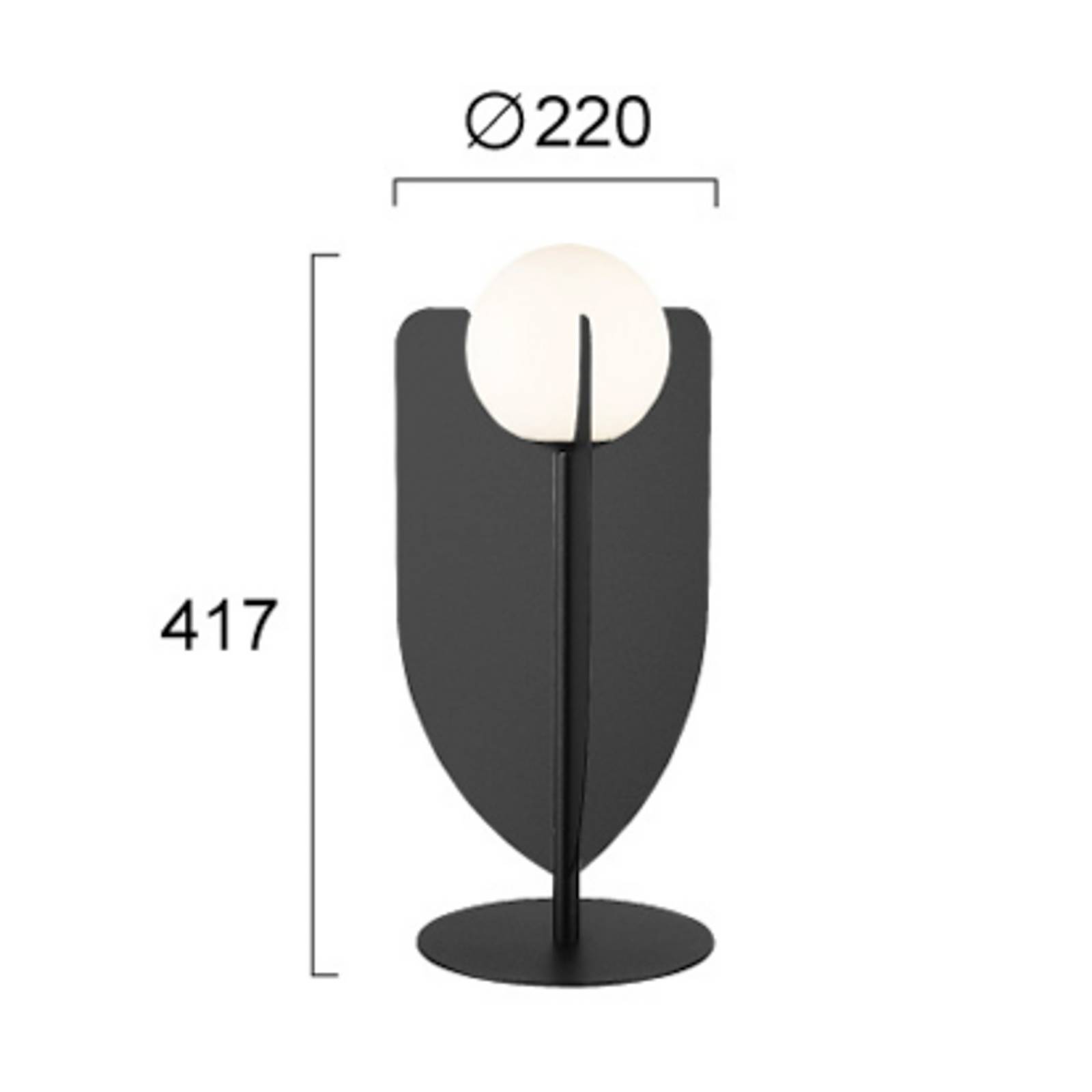 Tischlampe Fedora, Höhe 42 cm, schwarz, Metall/Glas günstig online kaufen